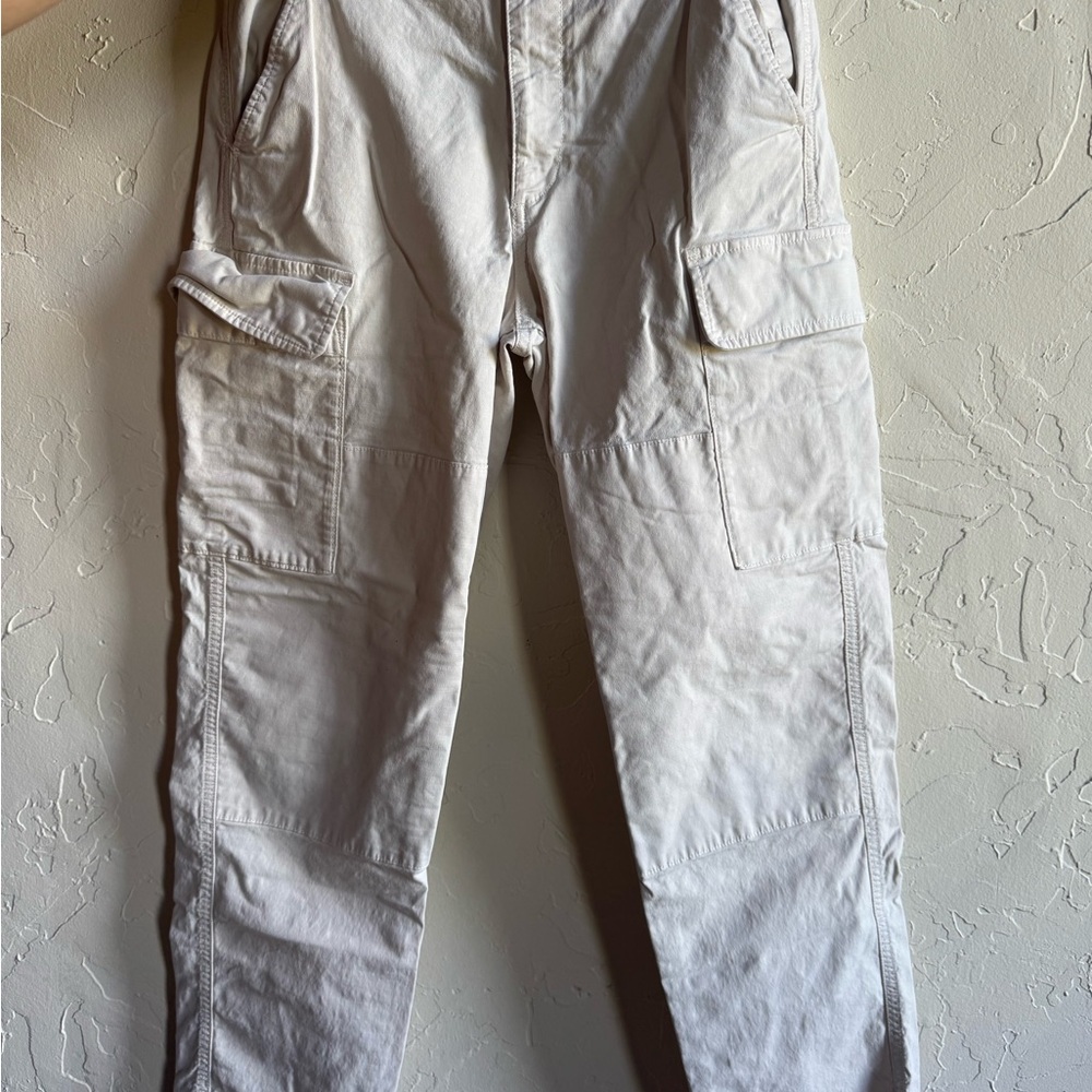 Uniqlo White Cargo Pants Straight Leg Cotton Blend